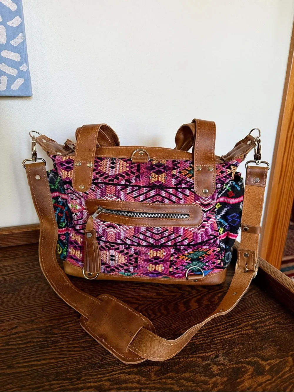 Native Palm upcycled vintage huipil multicoloured handbag